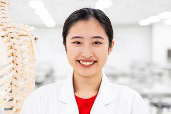 Student inside health lab