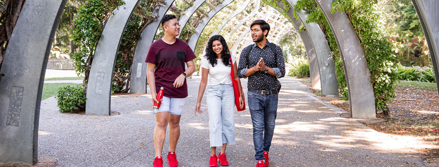 Students walking around southbank outside